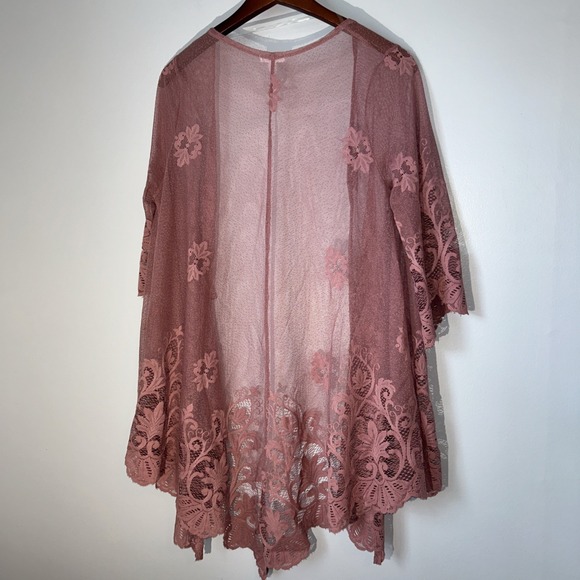 Asymmetrical Mauve Lace Cardigan Fairy Whimsigoth Boho Cottagecore Size Medium - Picture 6 of 8